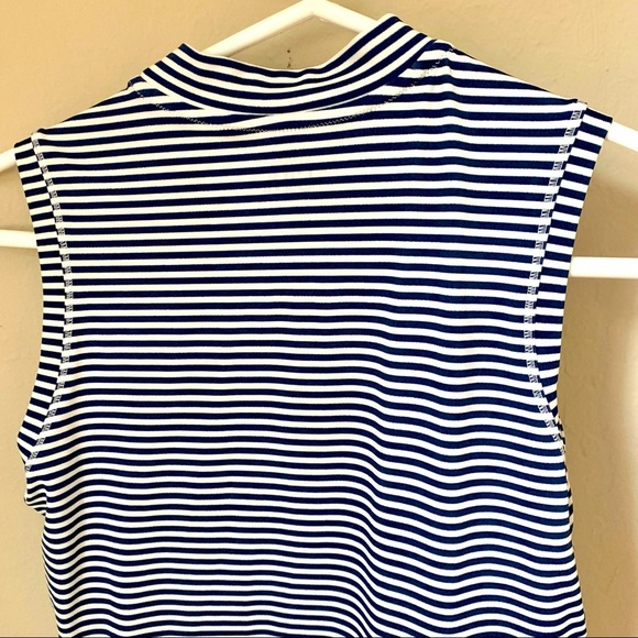 ATHLETA GIRL Overlap Rash Guard Swim Top Navy Striped Sleeveless Size Large (12) - Picture 11 of 13